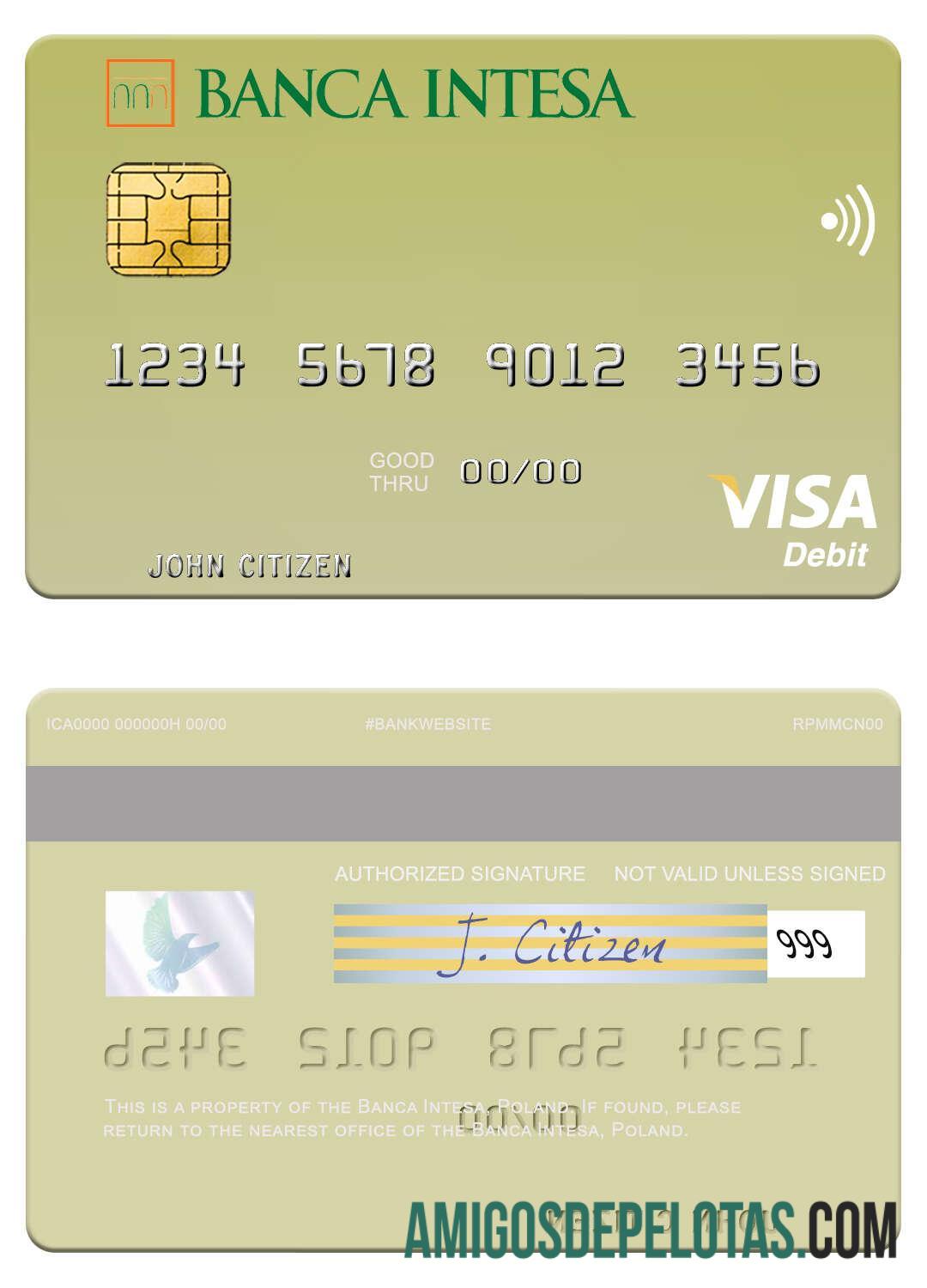 Poland Banca Intesa Visa Debit Card real example